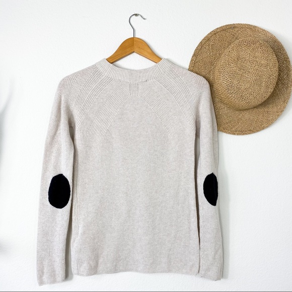 Zara Cream  Sweater with Black Elbow Patches - Picture 4 of 5